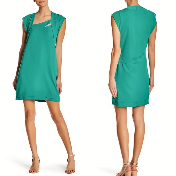 The Kooples Green Layered Cutout Shift Dress - Picture 1 of 7